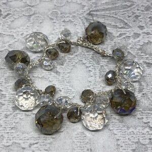 Glass/crystal dangle bead artisan handmade statement bracelet